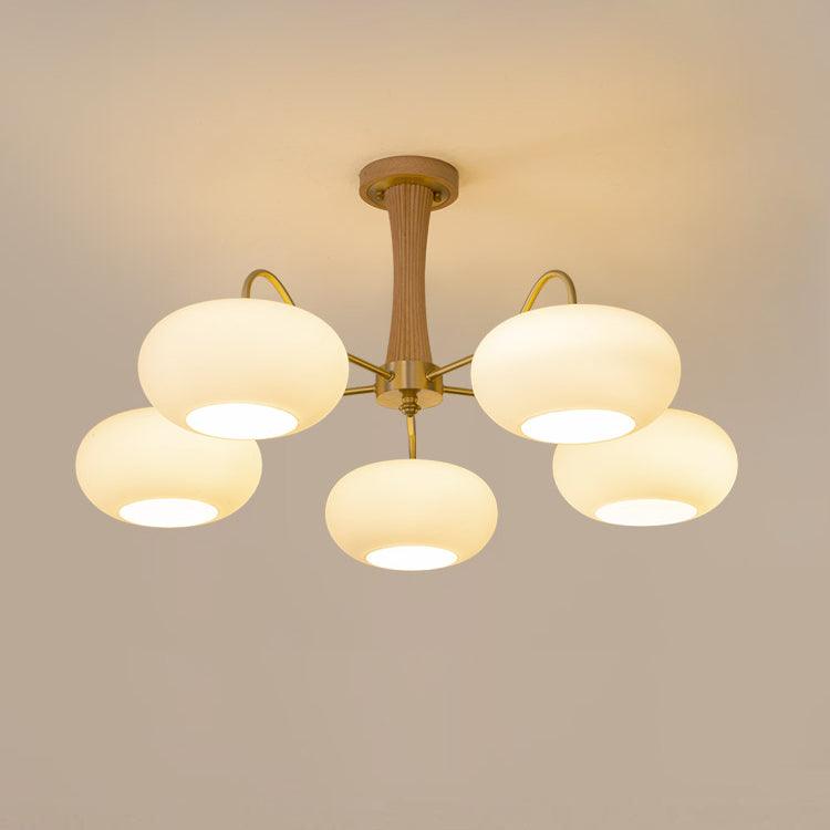 Luxuriöse Mid-Century-Deckenlampe aus Messing und Glas