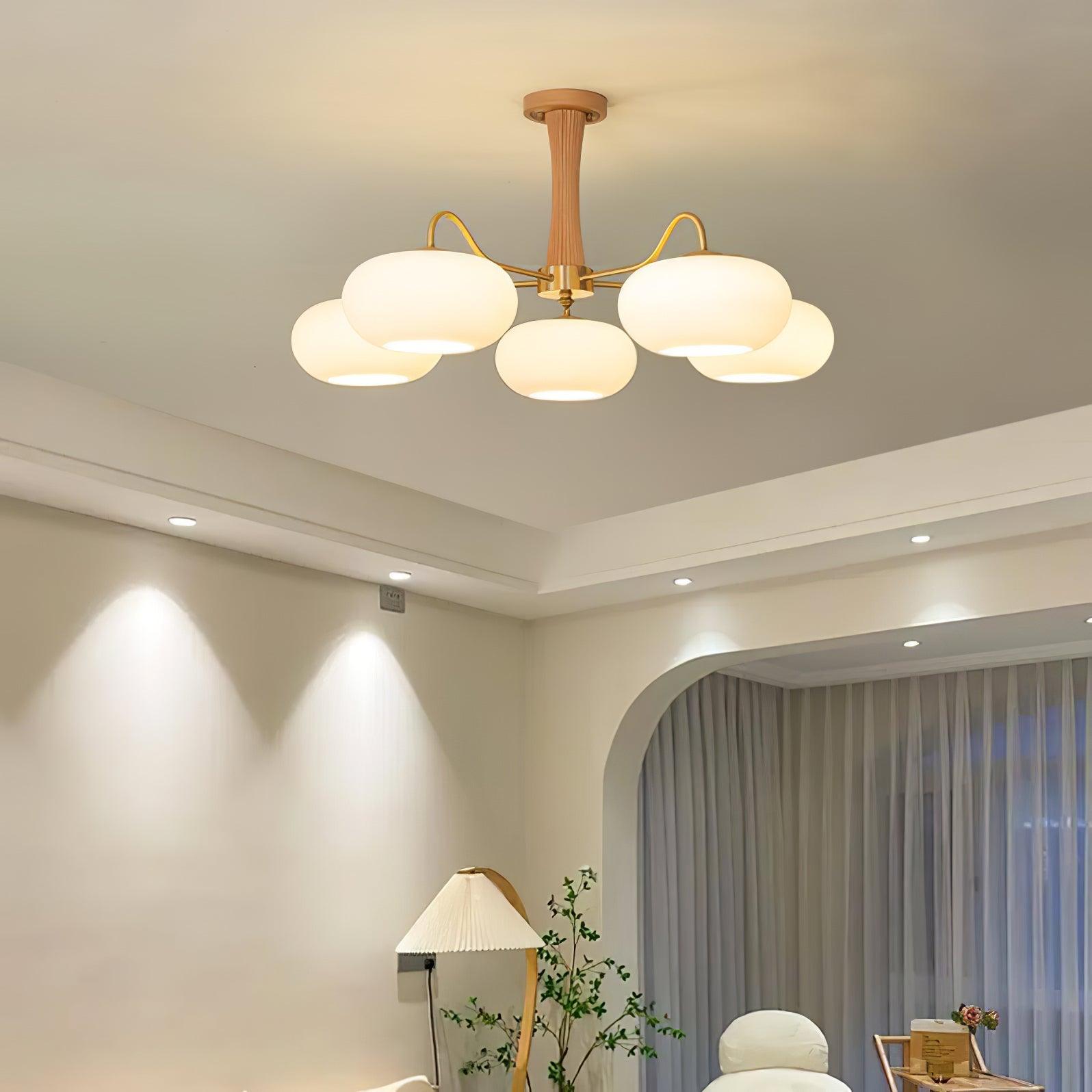 Luxuriöse Mid-Century-Deckenlampe aus Messing und Glas