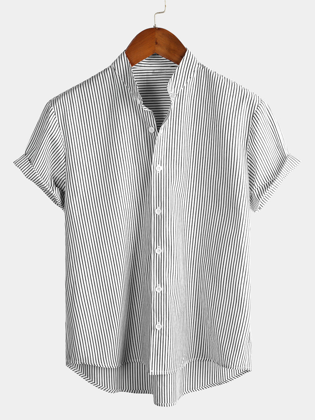 Haut classique à manches courtes pour homme, style Henley, à motif vertical