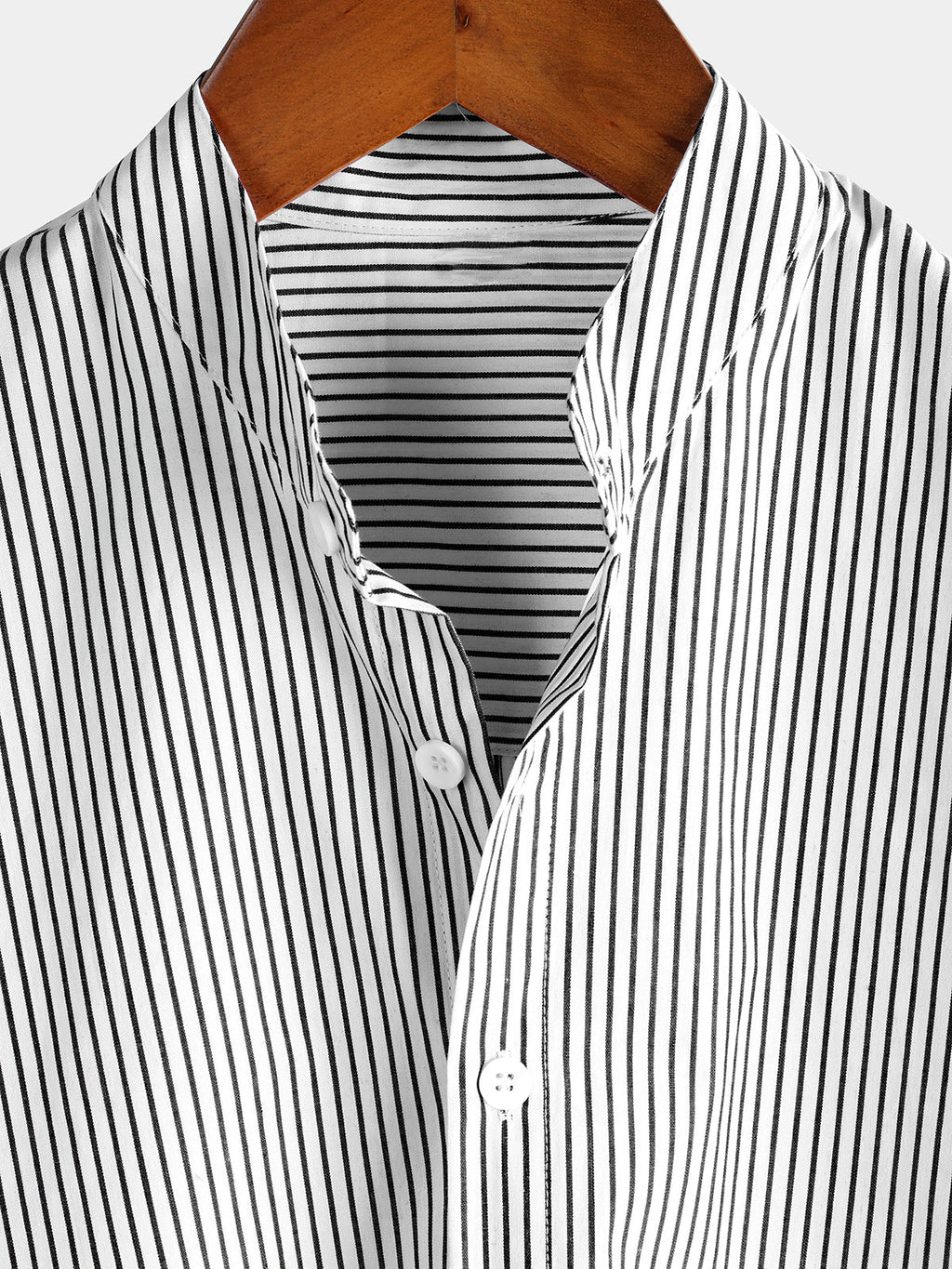 Top Henley Classico da Uomo con Maniche Corte e Motivo Verticale