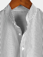 Top Henley Classico da Uomo con Maniche Corte e Motivo Verticale