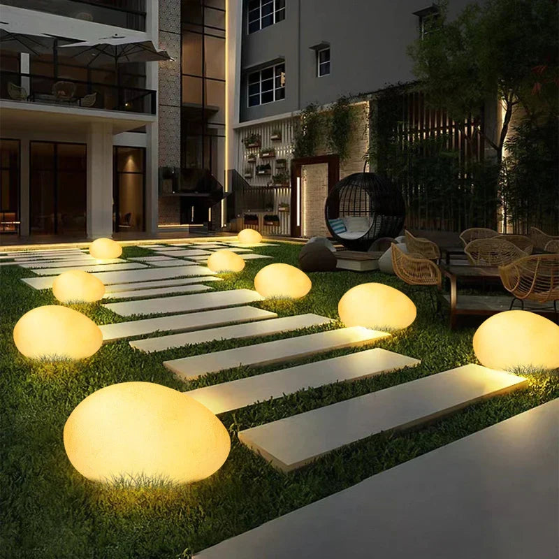 Wireless rainproof outdoor lighting for garden and pathways