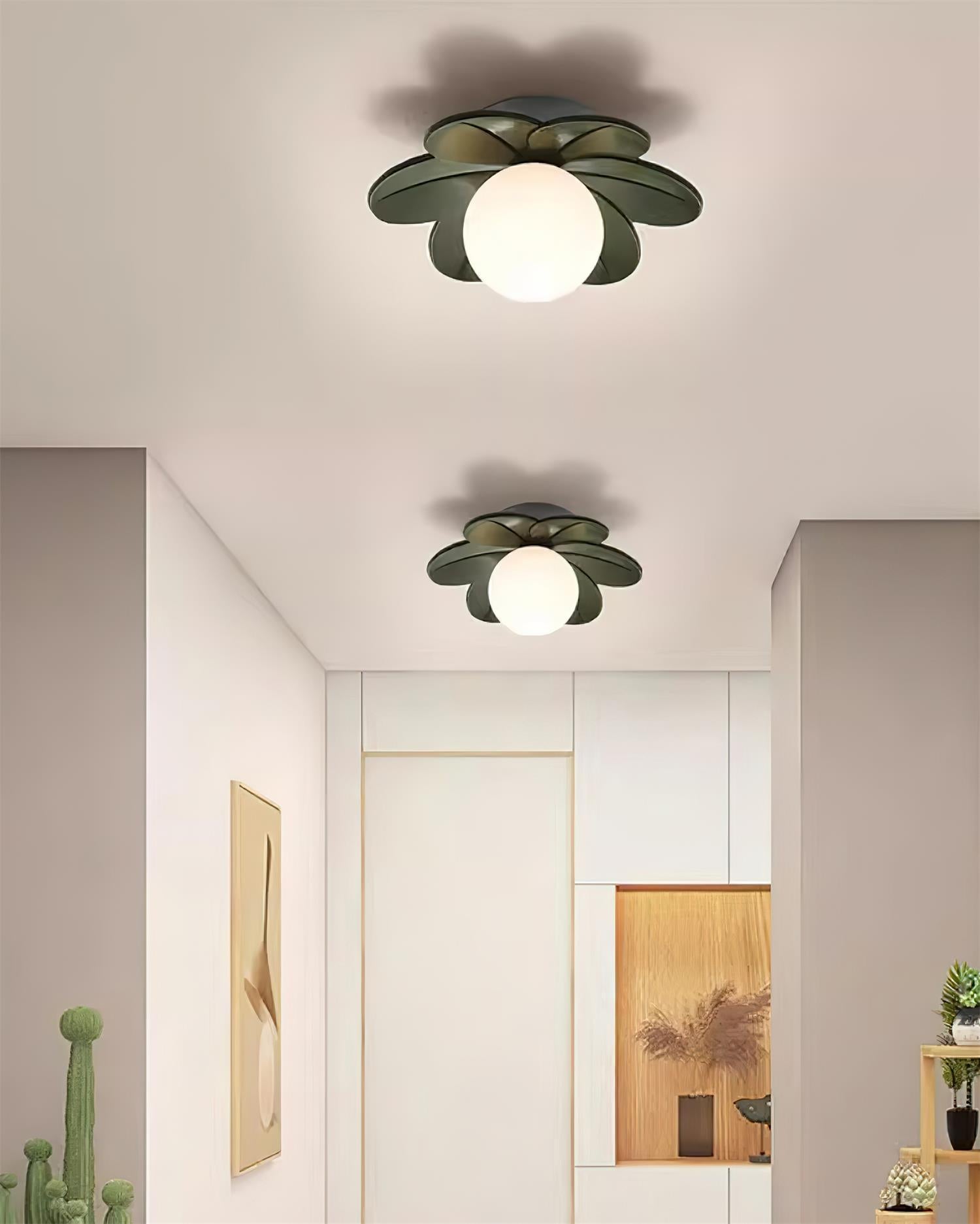 Lampada da soffitto decorativa contemporanea a tema floreale in vetro