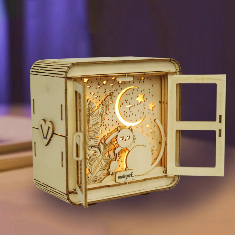 Kreatywna artystyczna drewniana DIY lampa 3D