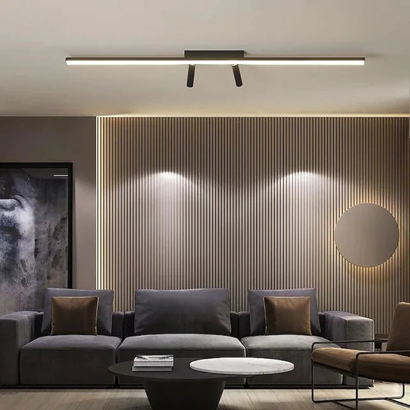 Lampe de plafond linéaire moderne noire pour pièces à vivre
