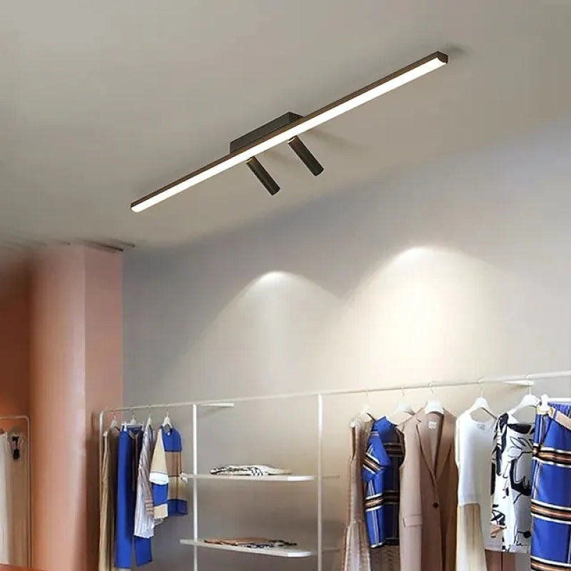 Modern linear black ceiling lamp for living spaces