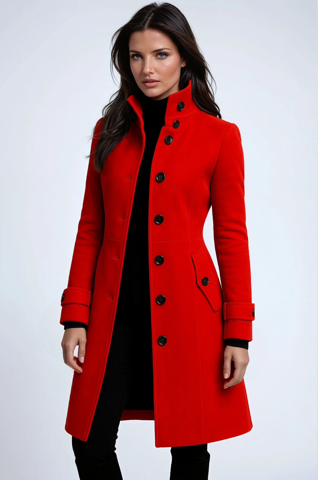 Damen-Winter-Trenchcoat mit hohem Kragen