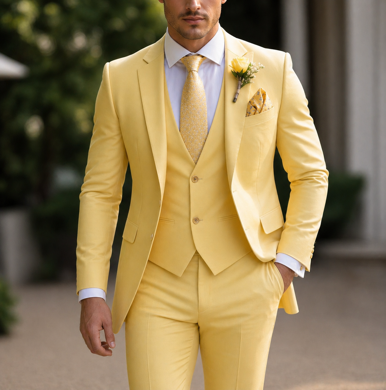 Nowoczesny Męski Garnitur Trzyczęściowy – Klasyczny Zestaw Na Okazje