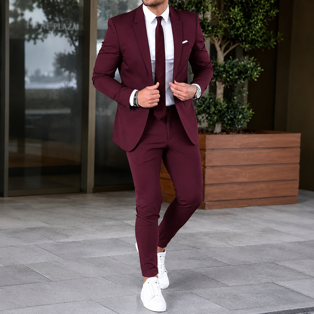 Costume classique ajusté pour homme, ensemble habillé 2 pièces