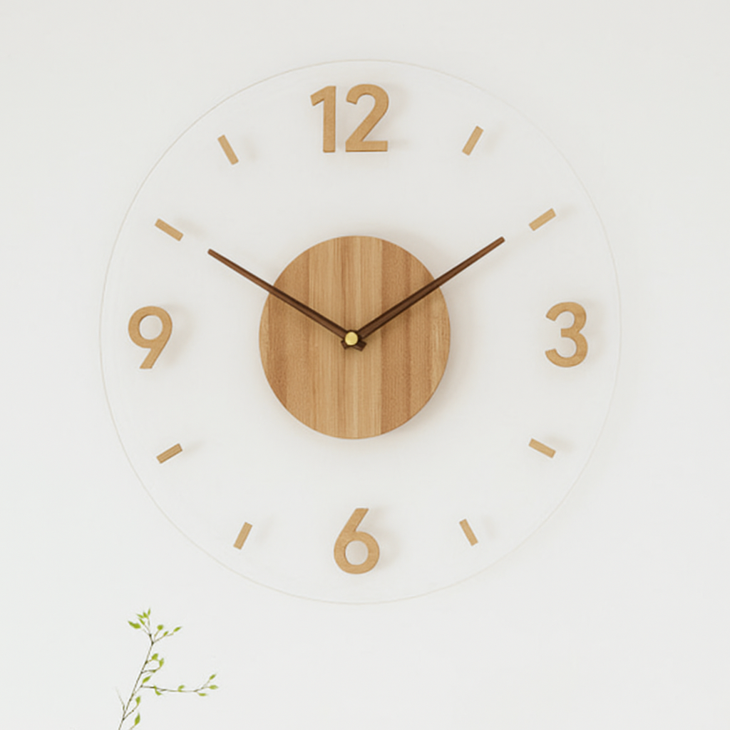 Orologio da parete in legno stile nordico naturale minimalista