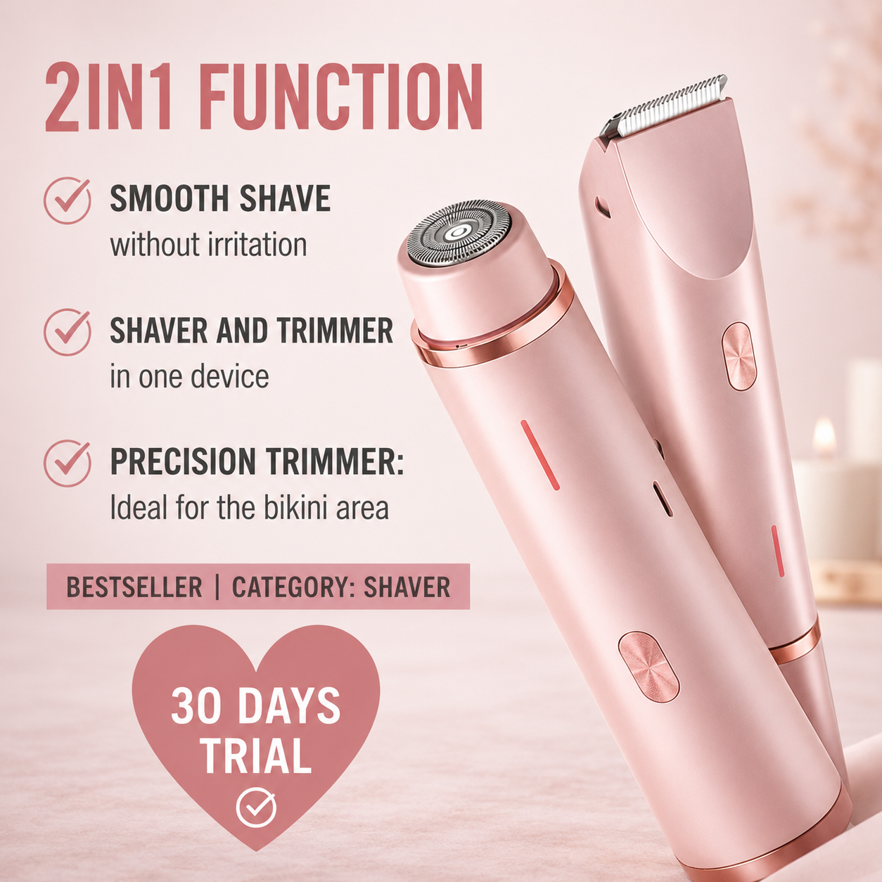 Rasoir électrique féminin rechargeable pour le soin du corps