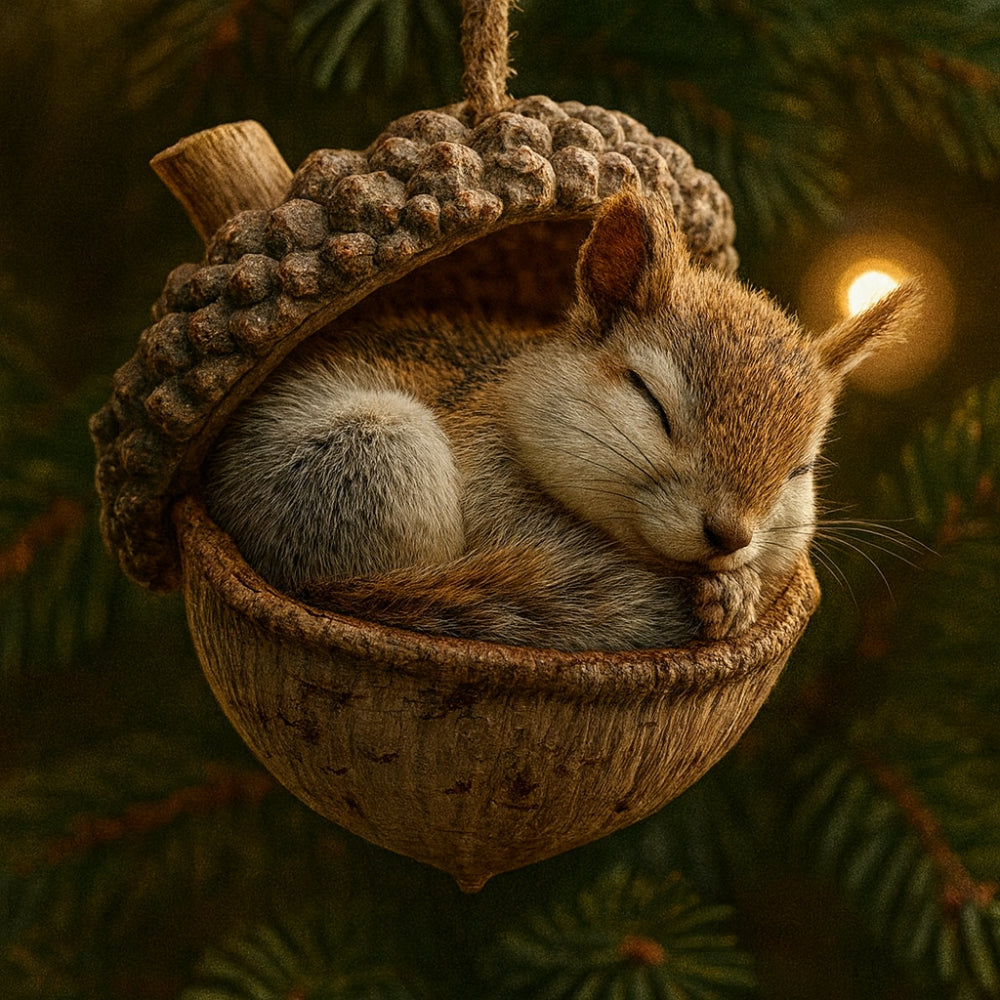 Décoration de fête en forme de gland avec figurine d'animal