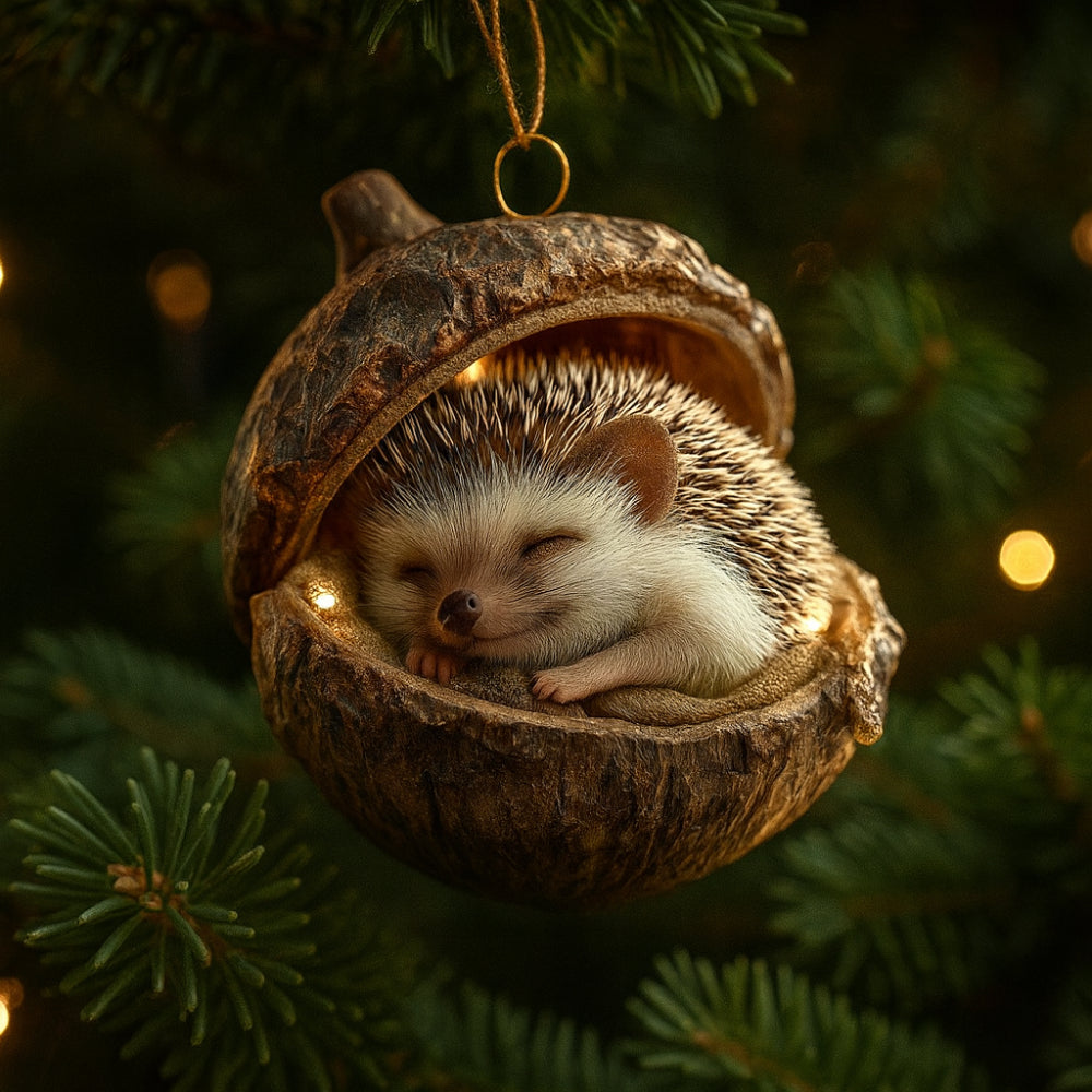Décoration de fête en forme de gland avec figurine d'animal