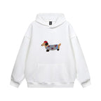Cozy cotton blend hoodie with embroidered dachshund for autumn and winter