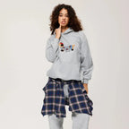 Cozy cotton blend hoodie with embroidered dachshund for autumn and winter