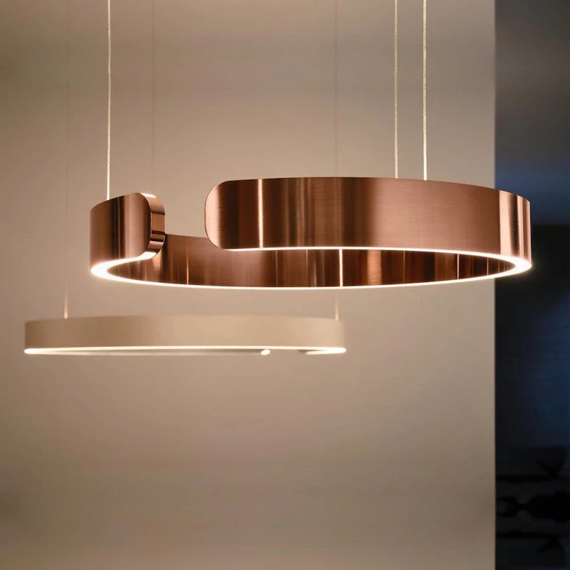CircuLume: lampada a sospensione LED rotonda in metallo dal design moderno – per soggiorno e corridoio