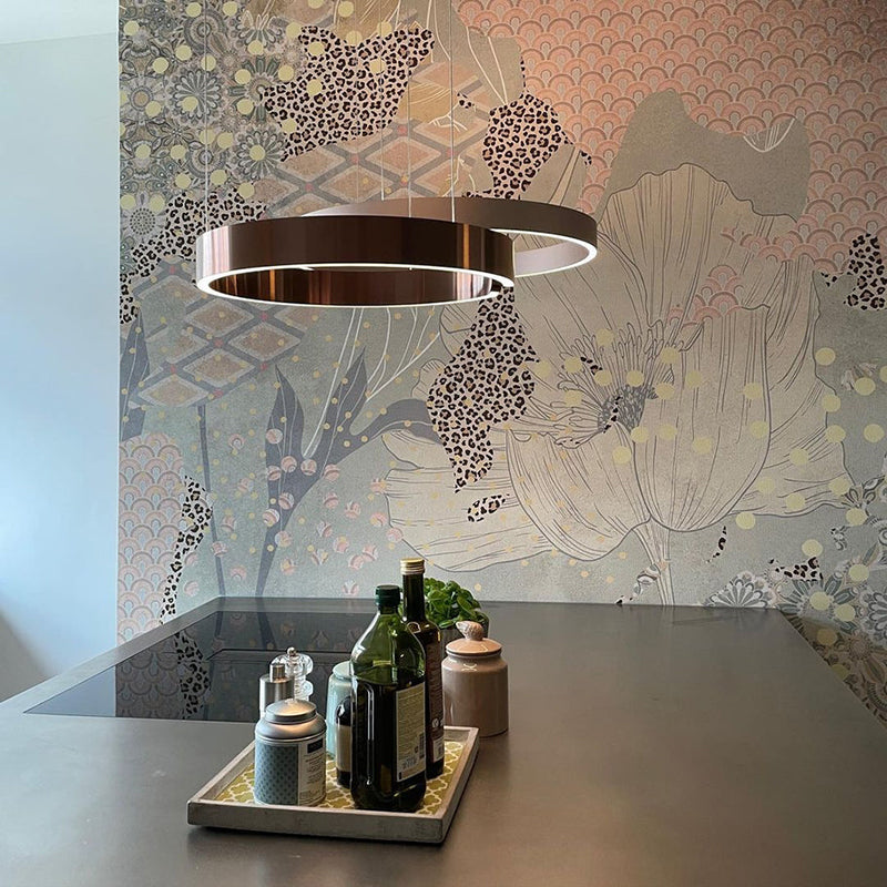 Lampada a sospensione LED rotonda luminosa e atmosferica per ambienti abitativi