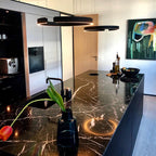 Atmospheric round luminous LED pendant lamp for living rooms