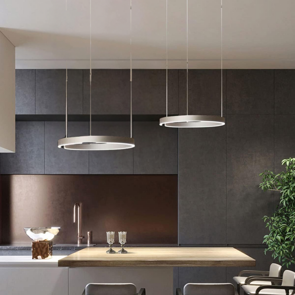 CircuLume : suspension LED ronde en métal au design moderne - pour le salon et le couloir