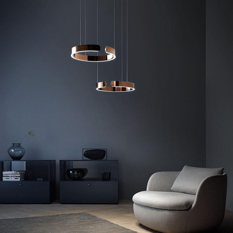 Atmospheric round luminous LED pendant lamp for living rooms