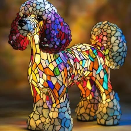 Decorative dog-shaped table lamp with LED backlight