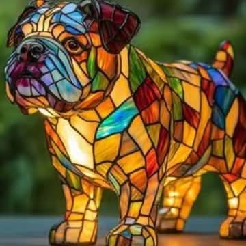 Decorative dog-shaped table lamp with LED backlight