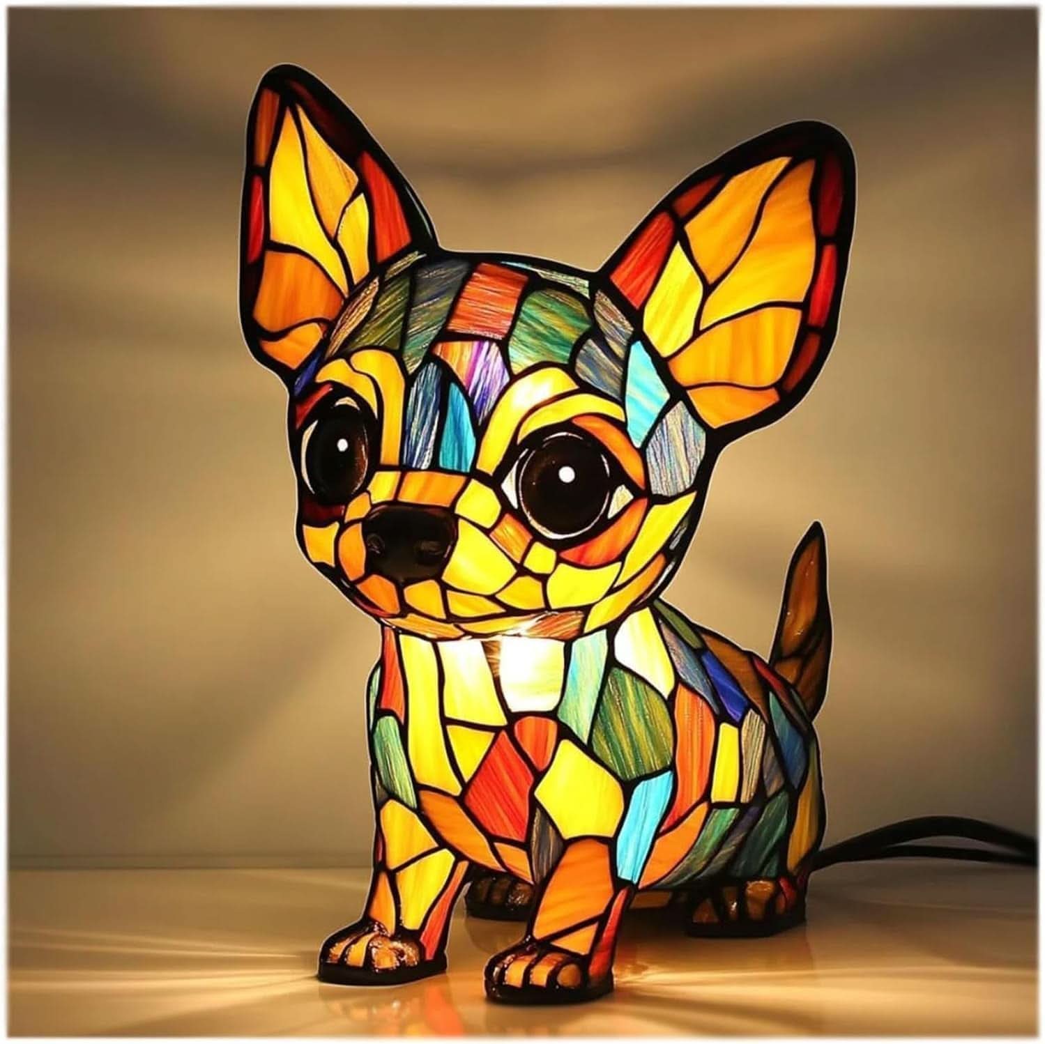 Decorative dog-shaped table lamp with LED backlight