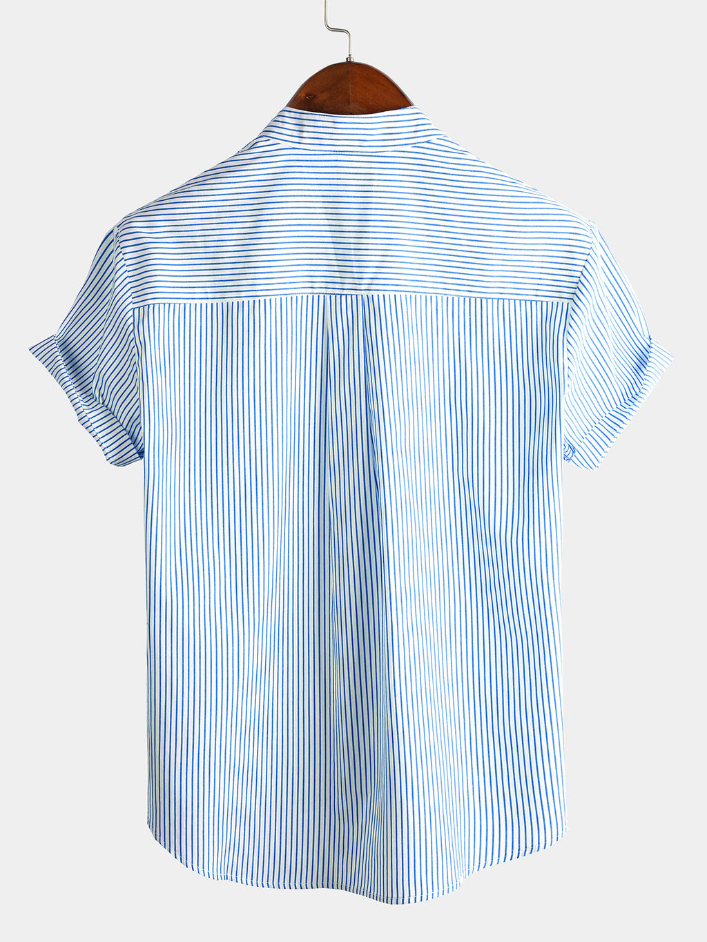 Top Henley Classico da Uomo con Maniche Corte e Motivo Verticale
