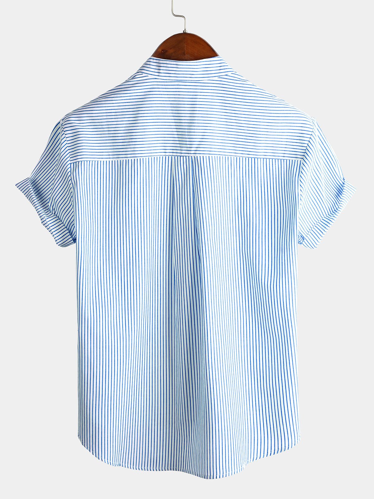 Top Henley Classico da Uomo con Maniche Corte e Motivo Verticale