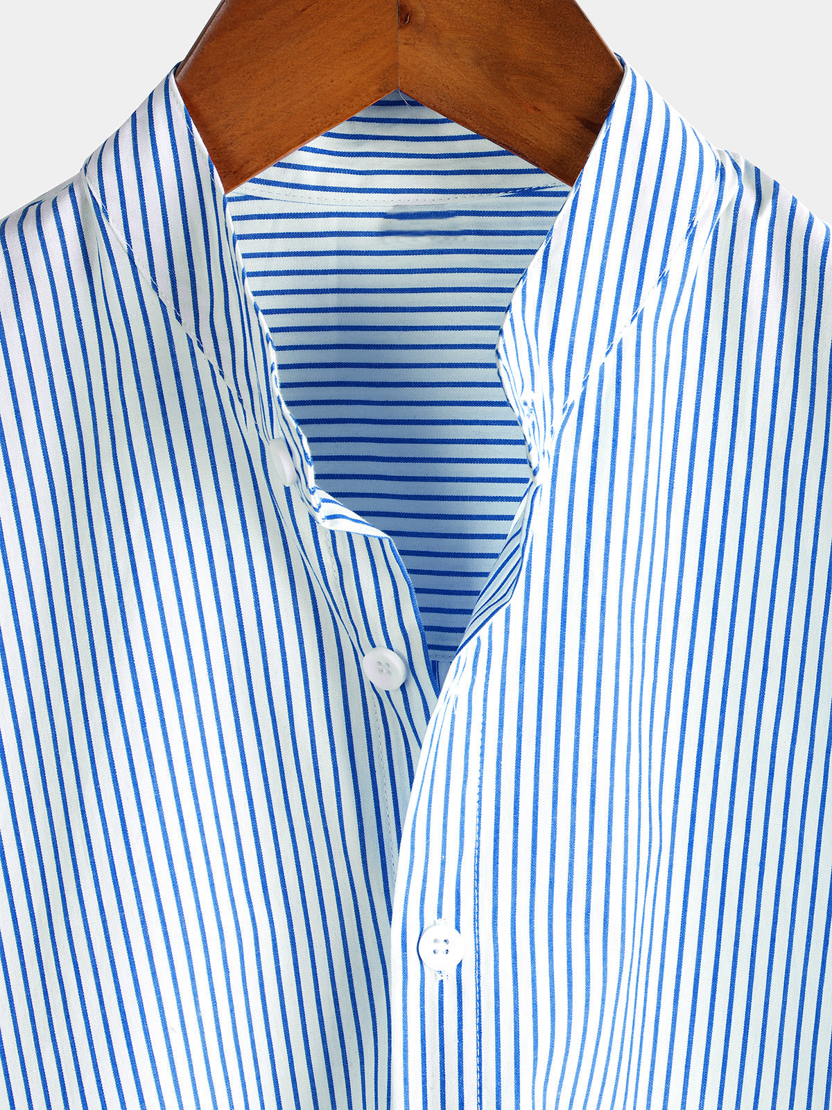 Top Henley Classico da Uomo con Maniche Corte e Motivo Verticale