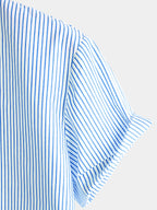 Top Henley Classico da Uomo con Maniche Corte e Motivo Verticale