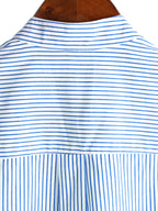 Top Henley Classico da Uomo con Maniche Corte e Motivo Verticale