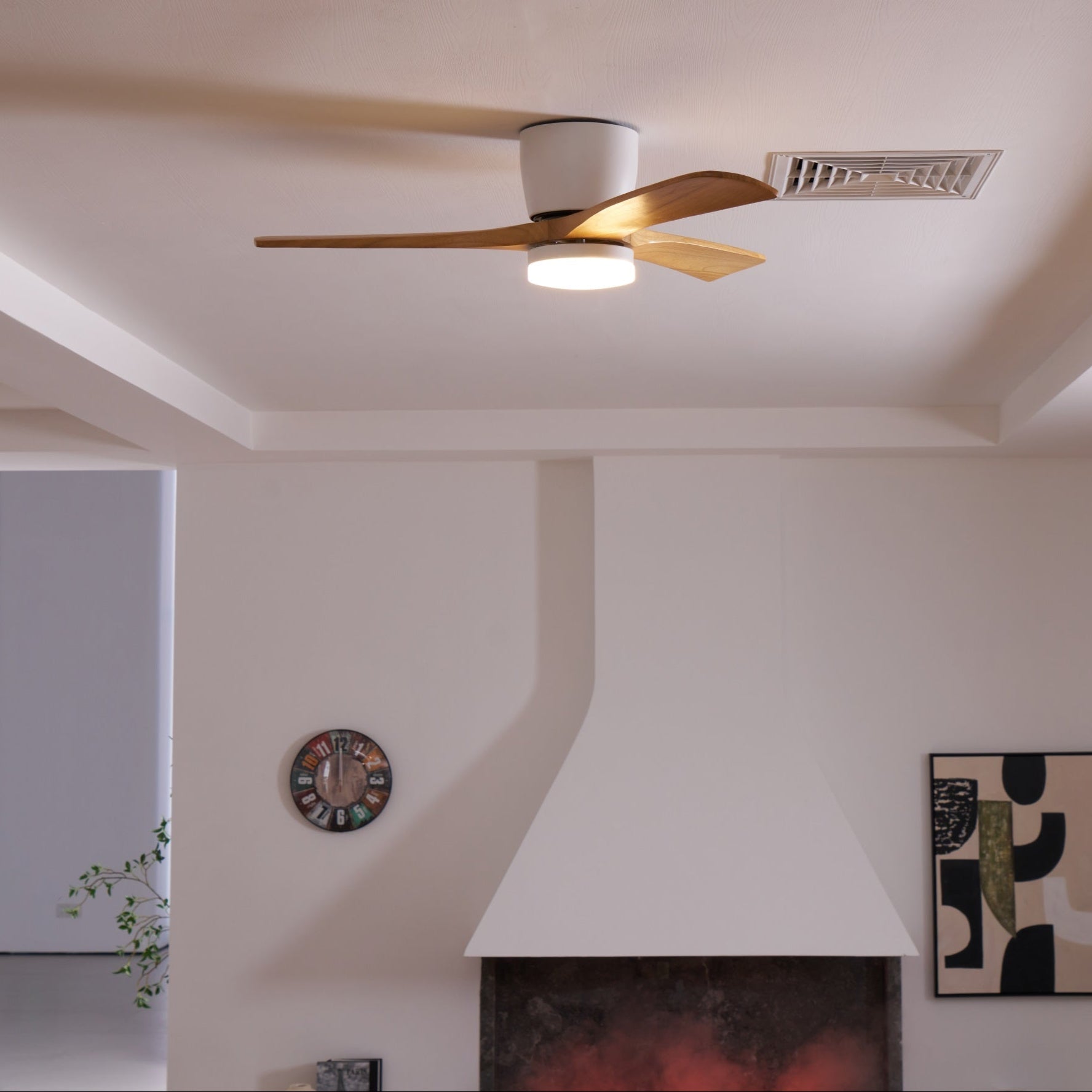 Lampa sufitowa w stylu nordyckim z wentylatorem Lampa sufitowa LED z pilotem
