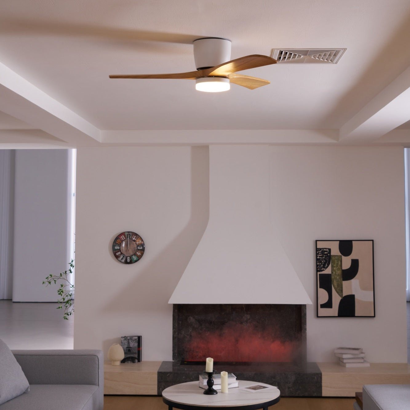 Lampa sufitowa w stylu nordyckim z wentylatorem Lampa sufitowa LED z pilotem