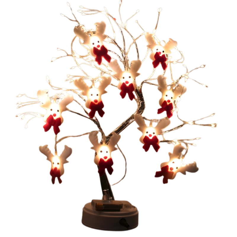 Migoczące ciepłe świąteczne lampki z bałwankiem