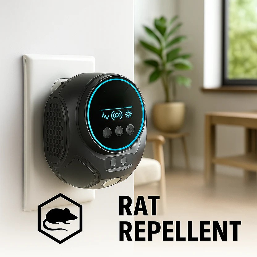 Répulsif ultrasonique efficace contre les rongeurs avec prise pour usage intérieur et extérieur – Sans produits chimiques, couverture jusqu'à 3200 pieds carrés