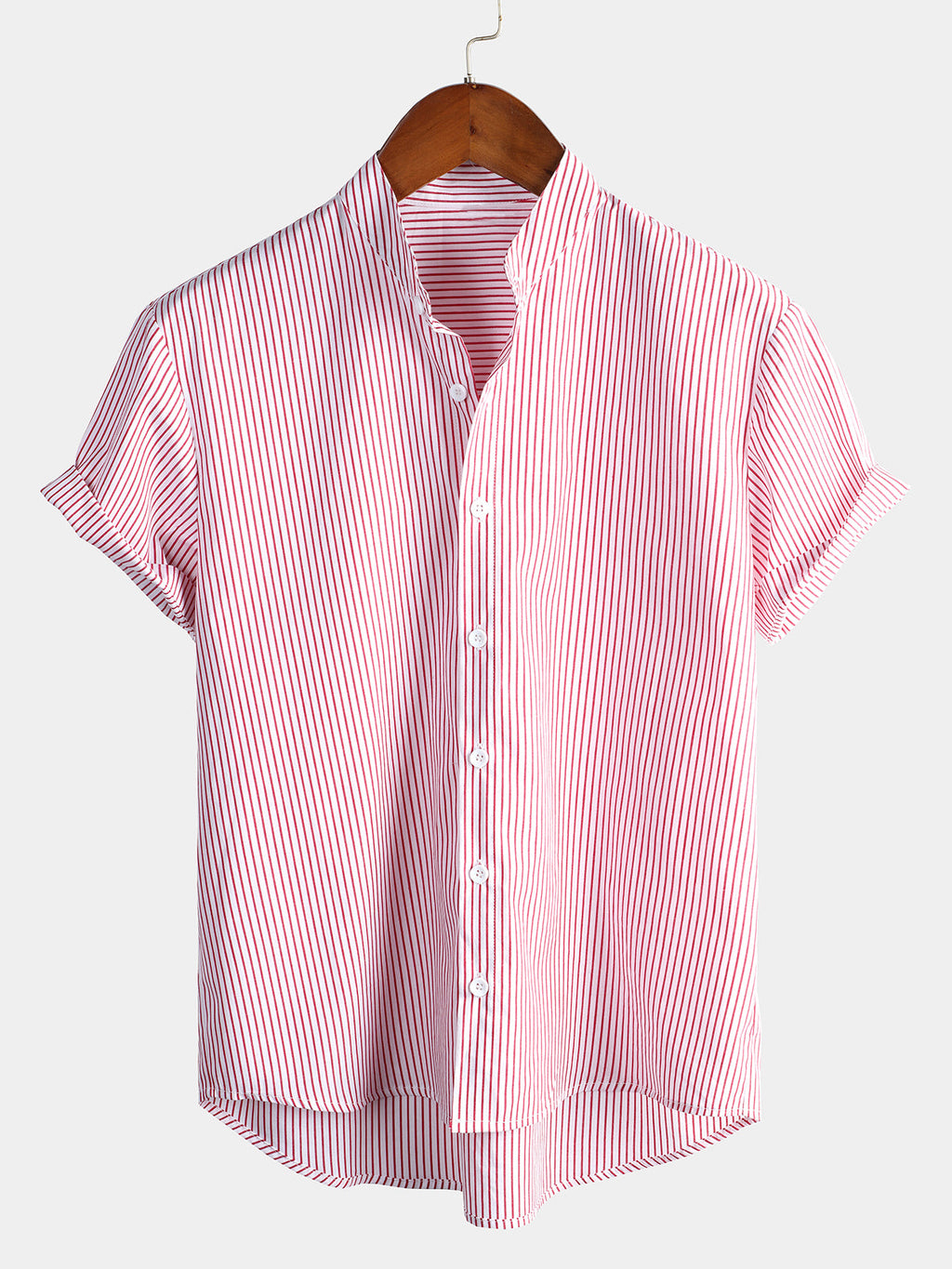 Haut classique à manches courtes pour homme, style Henley, à motif vertical