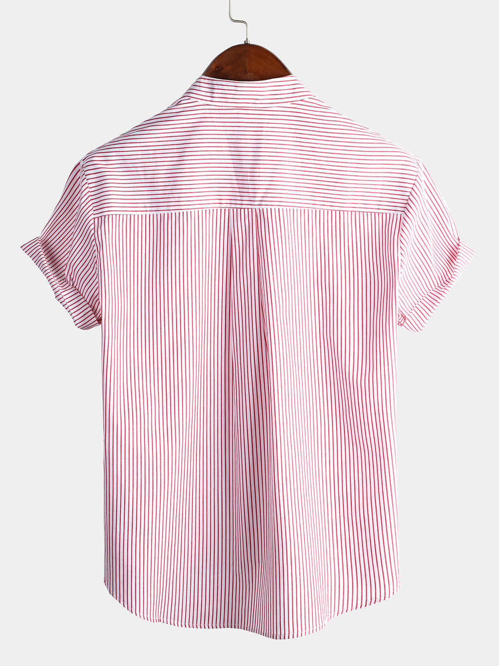 Top Henley Classico da Uomo con Maniche Corte e Motivo Verticale