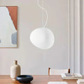 Artistic pendant lamp with frosted glass and pebbles for dining rooms and living rooms