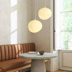 Wisząca lampa sufitowa matowe szkło styl kamyczkowy jadalnia salon