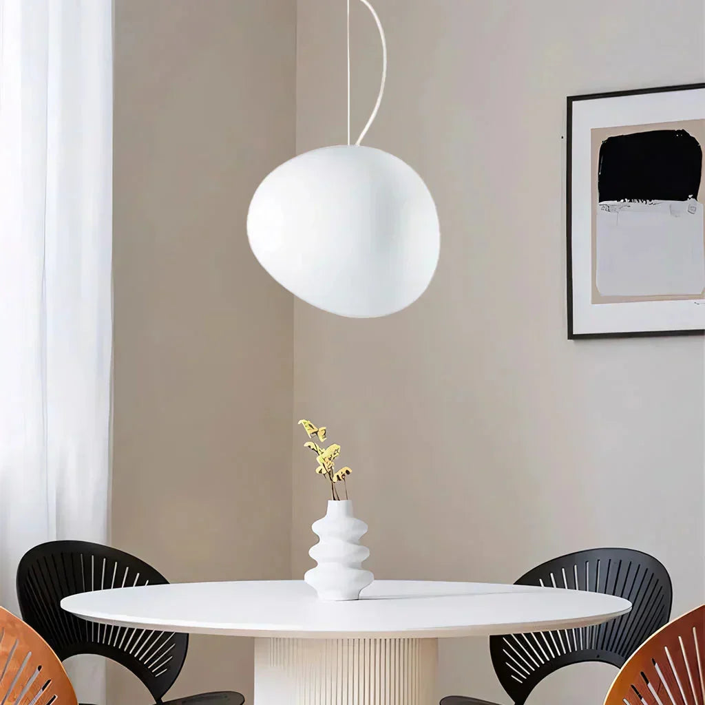 Lampada a sospensione artistica in vetro satinato con ciottoli per sala da pranzo e soggiorni