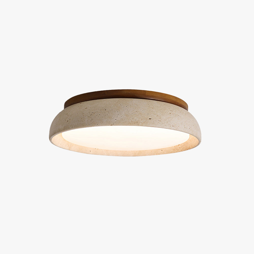 Stylowa lampa sufitowa z trawertynu i drewna