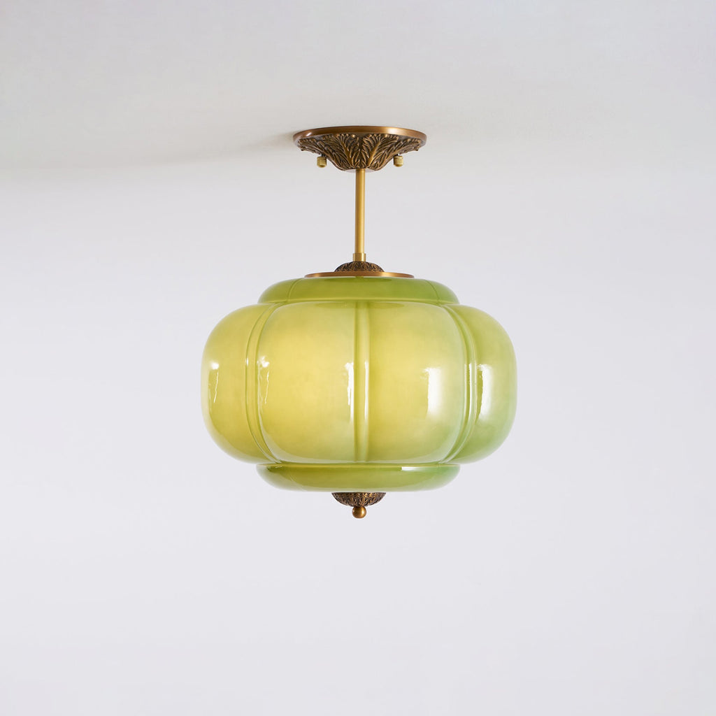 Lampada da soffitto classica dorata in vetro LED