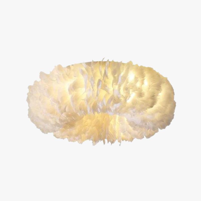 Lampe de plafond LED style bohème avec motif plumes pour chambre et salon