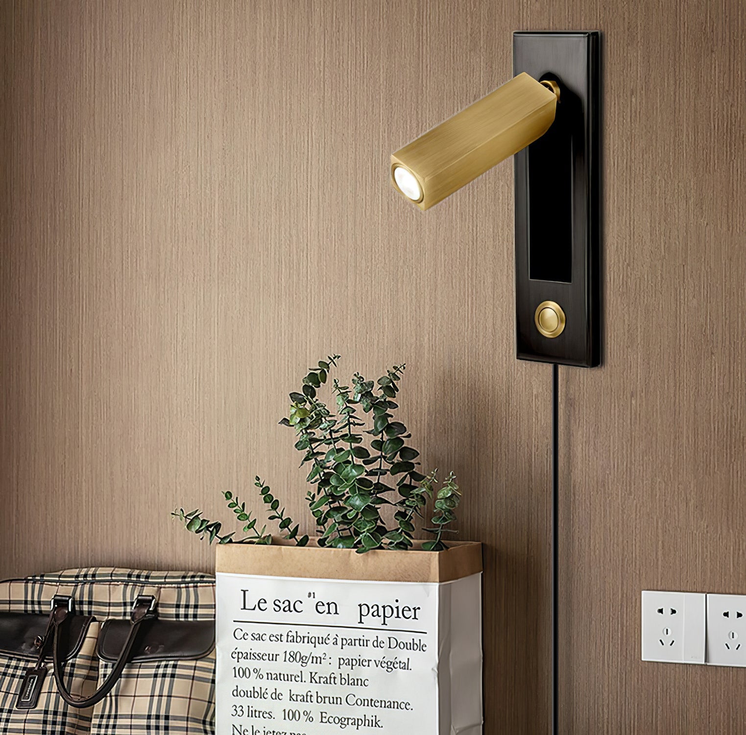 Lampe murale encastrée pour lecture avec lampe de chevet pliante