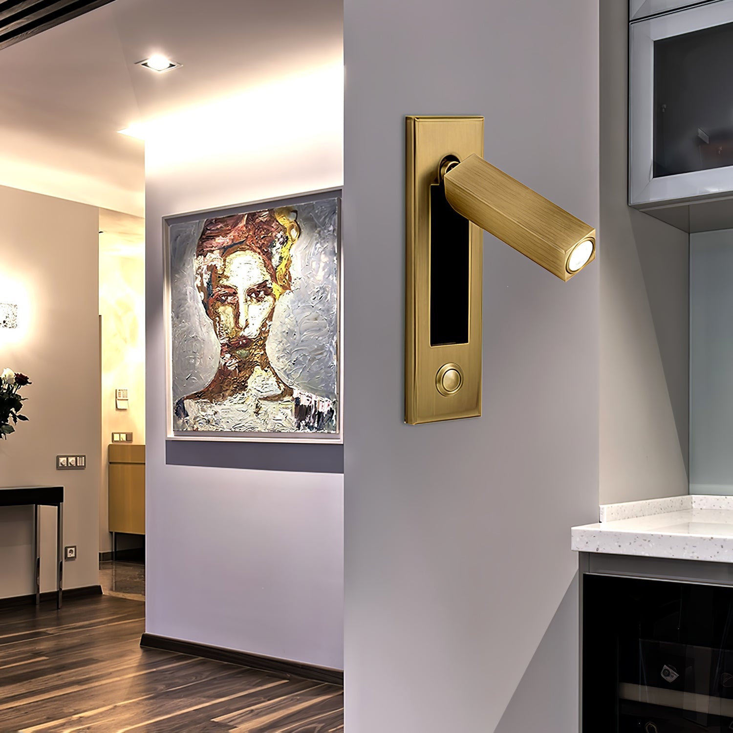 Lampe murale encastrée pour lecture avec lampe de chevet pliante