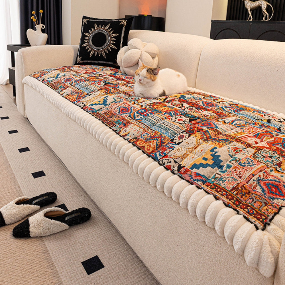 Copertura imbottita boho per divano Protezione decorativa antiscivolo