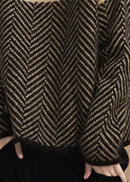 Damenpullover Winter Khaki Patchwork Rollkragen Schnitt