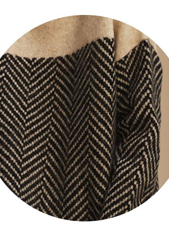 Damenpullover Winter Khaki Patchwork Rollkragen Schnitt