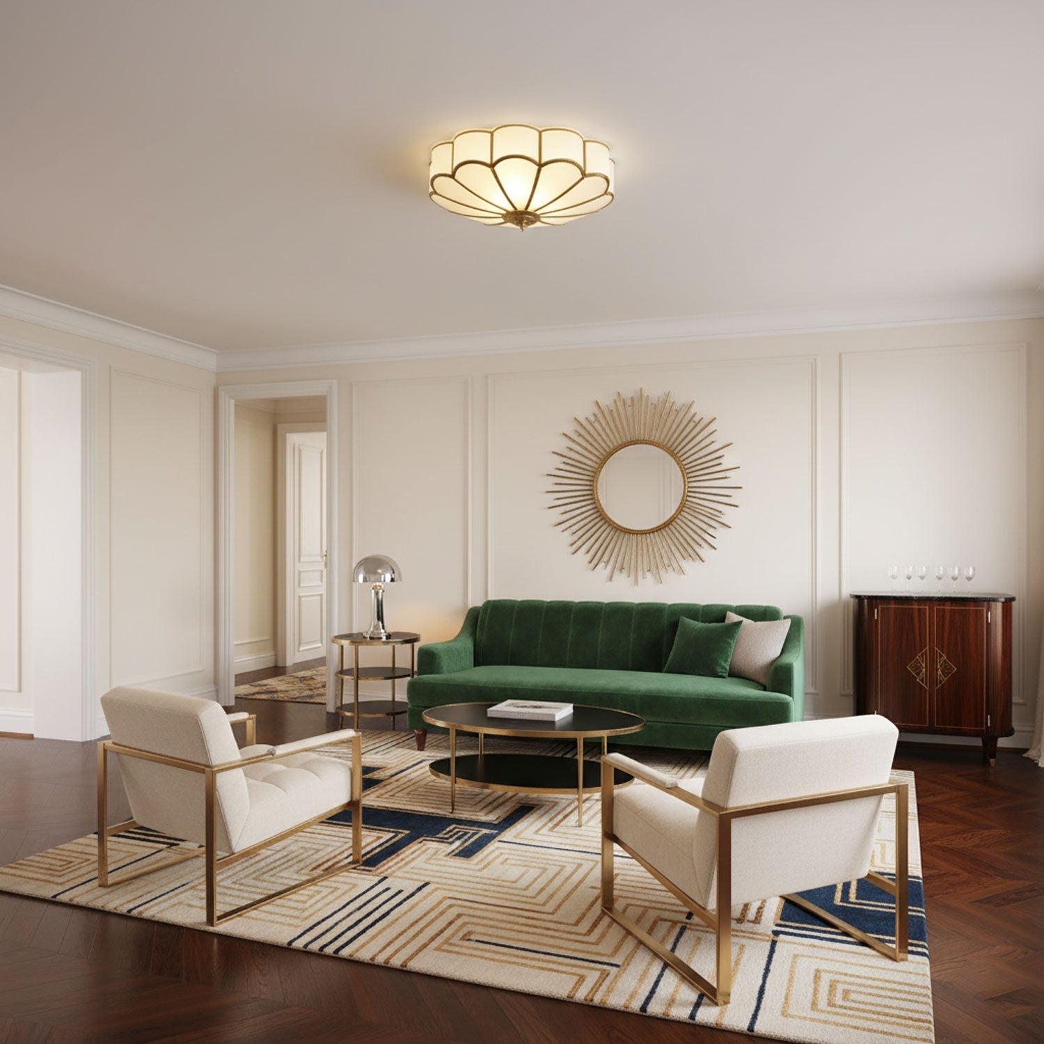 Plafonnier encastré multipoints style floral pour intérieur